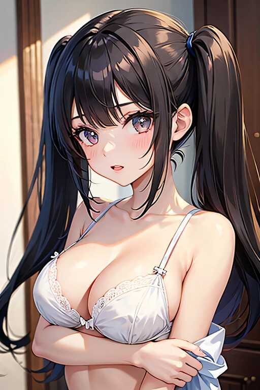 下着姿のツインテール美少女