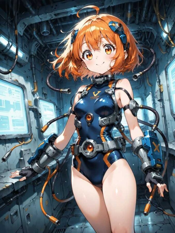 宇宙船内にいるSF美少女