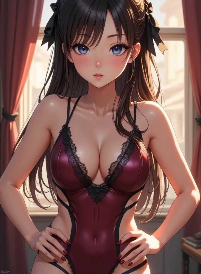 セクシーランジェリーを身に着けた美少女