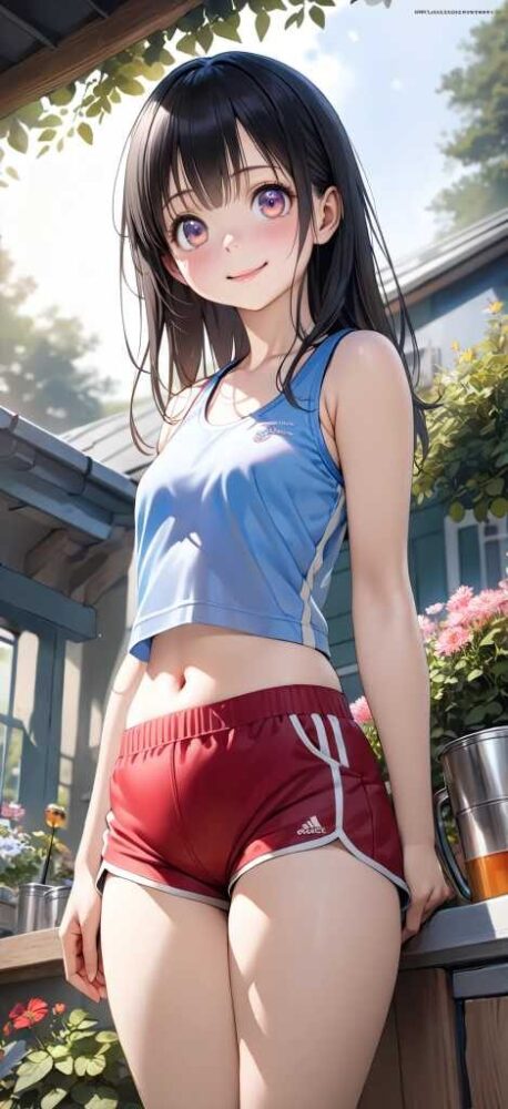 トレーニングウェアを着たスレンダーびし