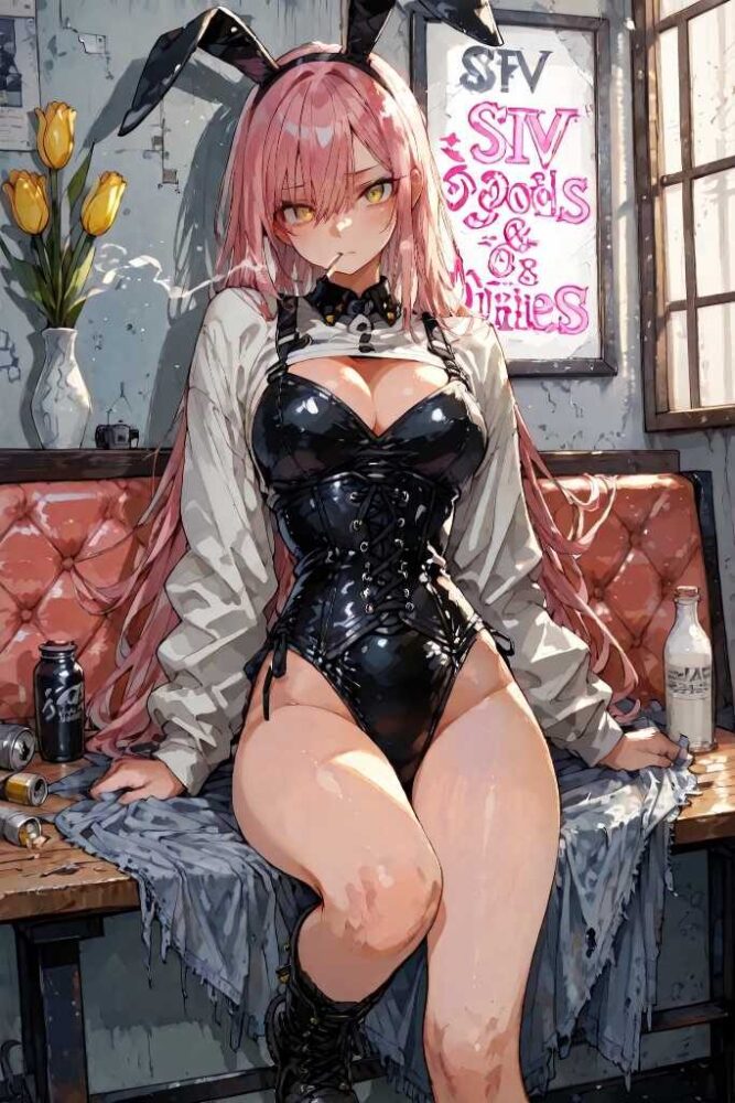 バニーガールコスチュームの巨乳美少女