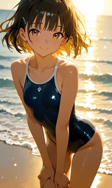 スクール水着を着た女子中学生