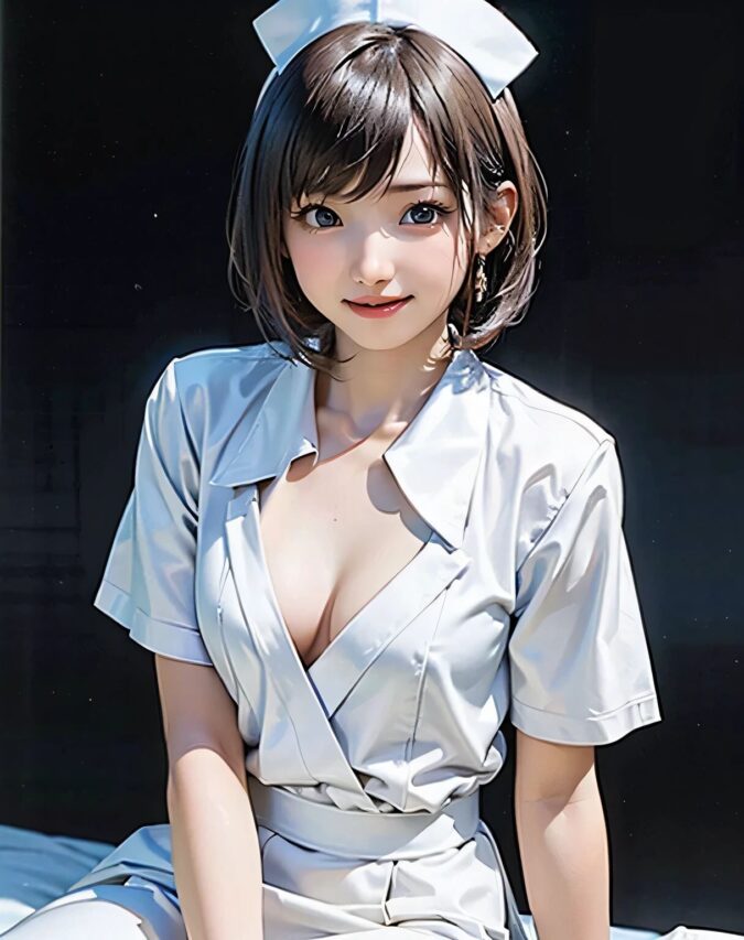 胸元がはだけた美少女ナース