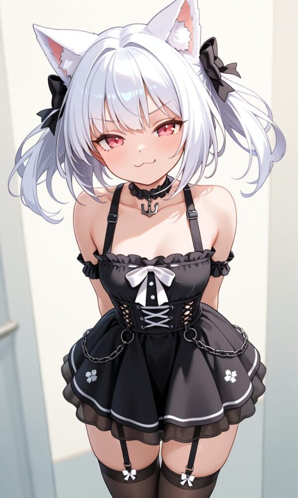 セクシーゴスロリコスチュームの猫耳美少女