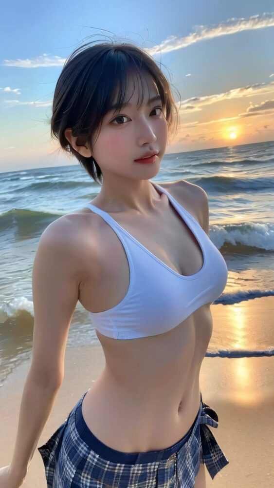 スレンダーなショートヘア美少女